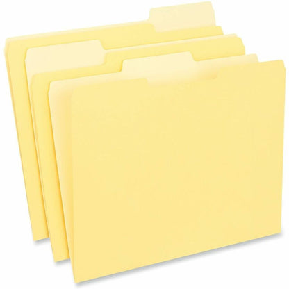 Universal 1/3 Tab Cut Letter Recycled Top Tab File Folder - 8 1/2" x 11" - Assorted Tab Position - 11 pt. - Stock - Yell