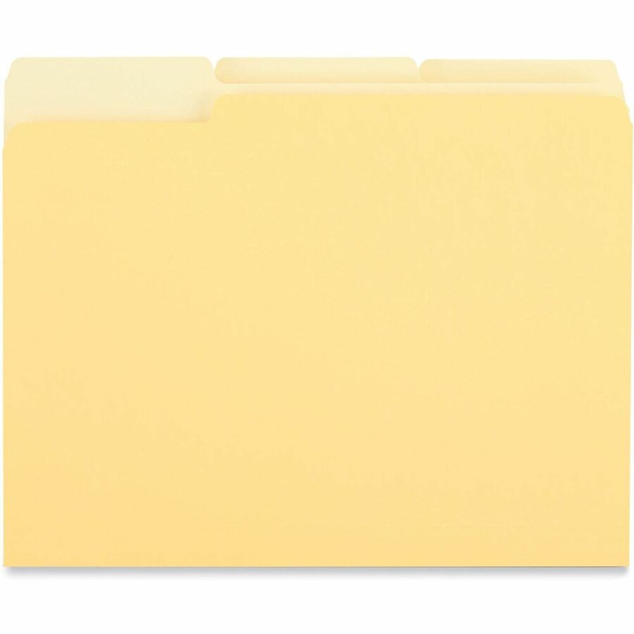 Universal 1/3 Tab Cut Letter Recycled Top Tab File Folder - 8 1/2" x 11" - Assorted Tab Position - 11 pt. - Stock - Yell