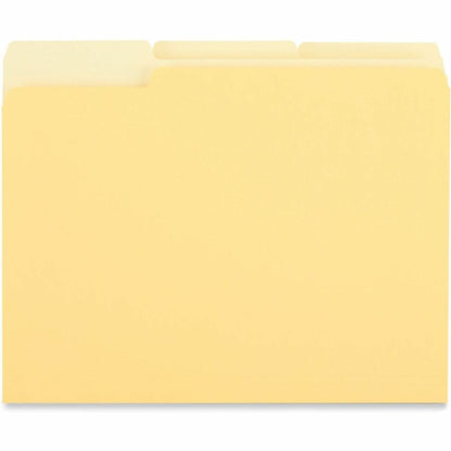 Universal 1/3 Tab Cut Letter Recycled Top Tab File Folder - 8 1/2" x 11" - Assorted Tab Position - 11 pt. - Stock - Yell