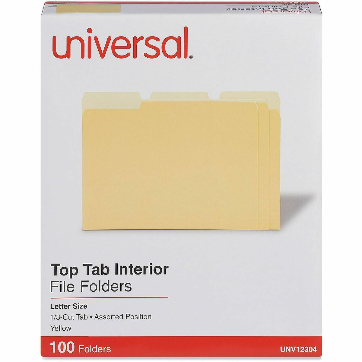 Universal 1/3 Tab Cut Letter Recycled Top Tab File Folder - 8 1/2" x 11" - Assorted Tab Position - 11 pt. - Stock - Yell