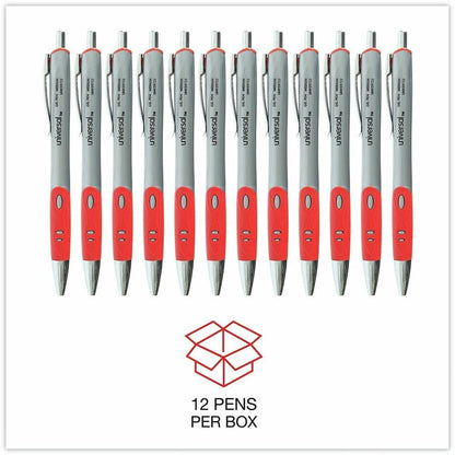 Universal Comfort Grip Gel Pen - 0.7 mm Medium Conical Pen Point - Retractable - Red Ink - Water Based - Gray, Red, Silv