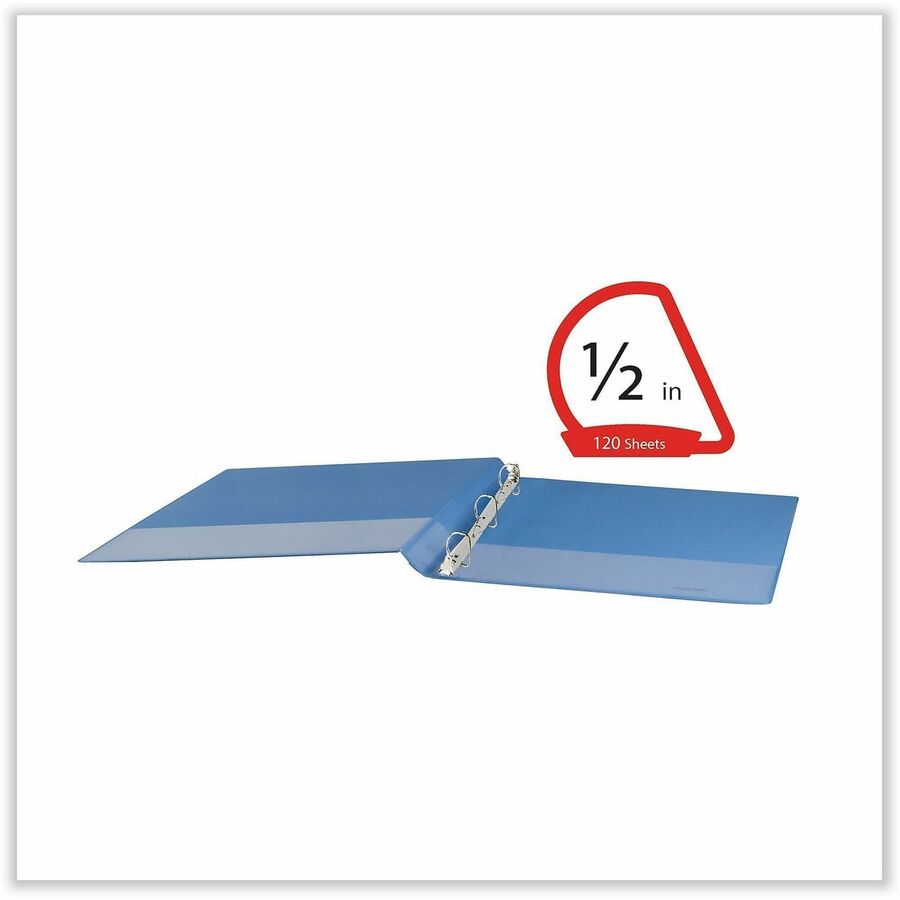 Universal Slant D-Ring View Binder, 3 Rings, 0.5" Capacity, 11 x 8.5, Light Blue - 1/2" Binder Capacity - Letter - 8 1/2