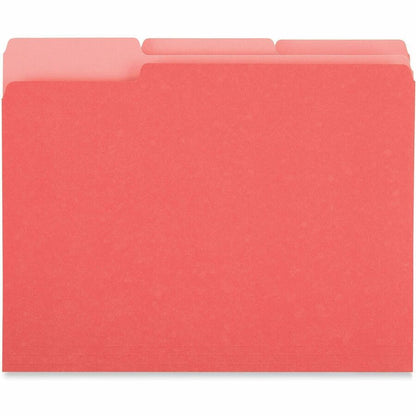 Universal 1/3 Tab Cut Letter Recycled Top Tab File Folder - 8 1/2" x 11" - Assorted Tab Position - 11 pt. - Stock - Red 