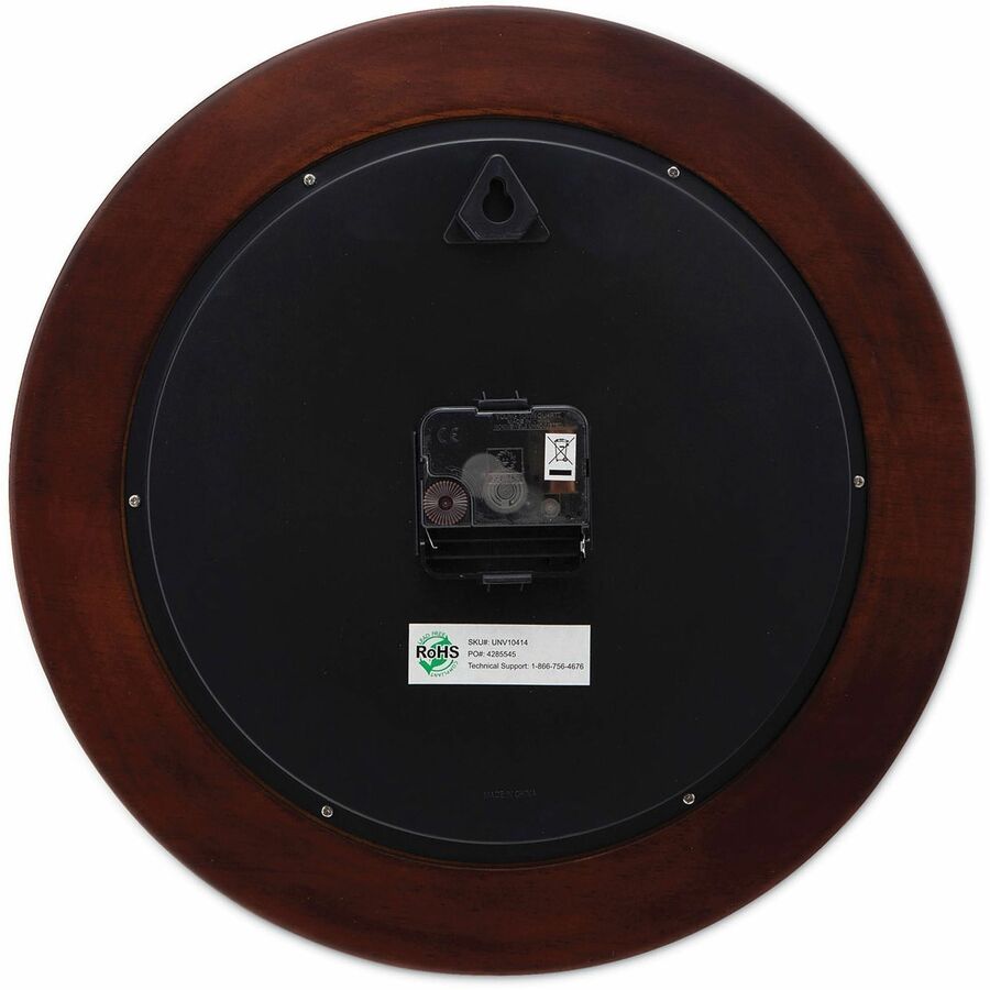 Universal Wall Clock - Analog - Quartz - White Main Dial - Cherry Case - Wood - 1