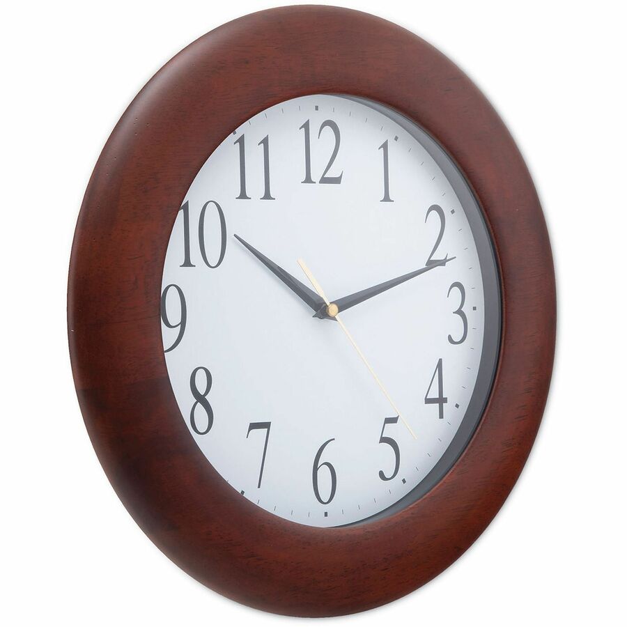 Universal Wall Clock - Analog - Quartz - White Main Dial - Cherry Case - Wood - 1