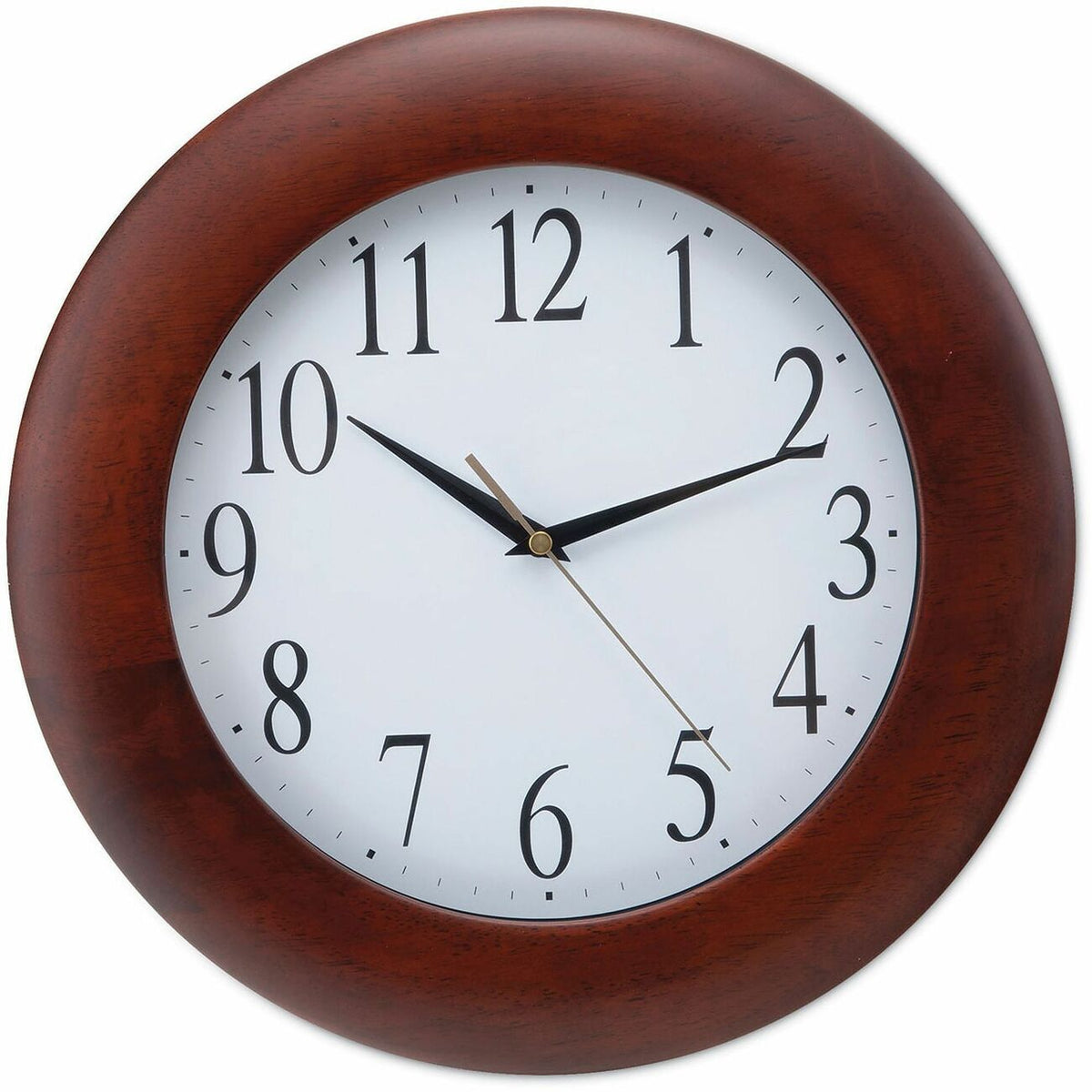 Universal Wall Clock - Analog - Quartz - White Main Dial - Cherry Case - Wood - 1