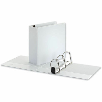 Universal Deluxe Easy-to-Open D-Ring View Binder, 3 Rings, 4" Capacity, 11 x 8.5, White - 4" Binder Capacity - Letter - 