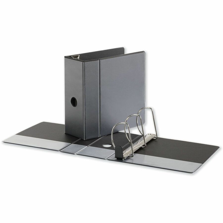 Universal Deluxe Easy-to-Open D-Ring View Binder, 3 Rings, 5" Capacity, 11 x 8.5, Black - 5" Binder Capacity - Letter - 