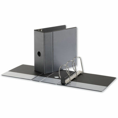 Universal Deluxe Easy-to-Open D-Ring View Binder, 3 Rings, 5" Capacity, 11 x 8.5, Black - 5" Binder Capacity - Letter - 