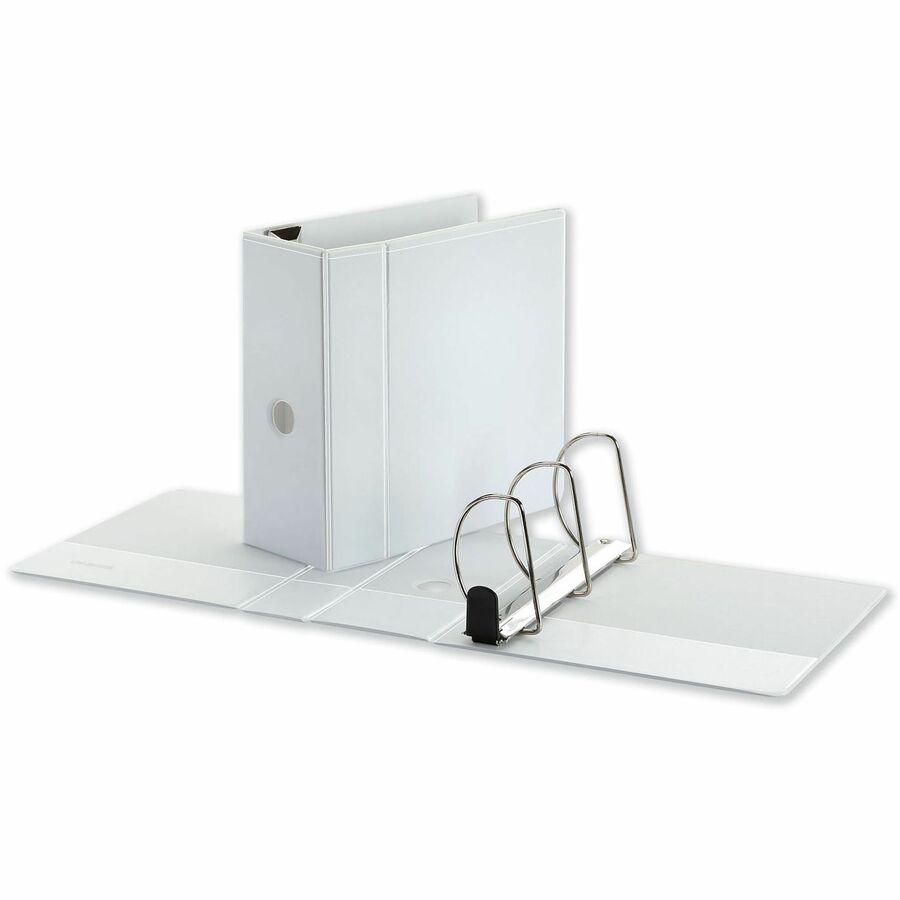 Universal Deluxe Easy-to-Open D-Ring View Binder, 3 Rings, 5" Capacity, 11 x 8.5, White - 5" Binder Capacity - Letter - 
