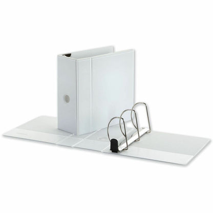 Universal Deluxe Easy-to-Open D-Ring View Binder, 3 Rings, 5" Capacity, 11 x 8.5, White - 5" Binder Capacity - Letter - 