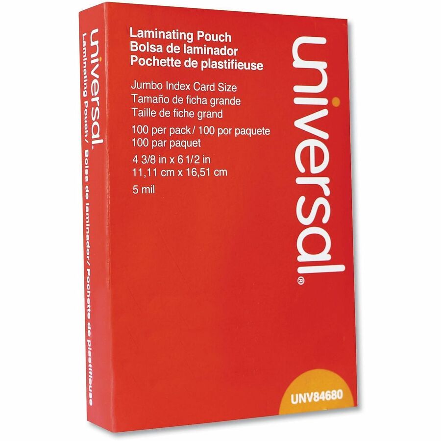 Universal Laminating Pouch - Laminating Pouch/Sheet Size: 6.50" Width x 5 mil Thickness - Crystal - 100 / Box