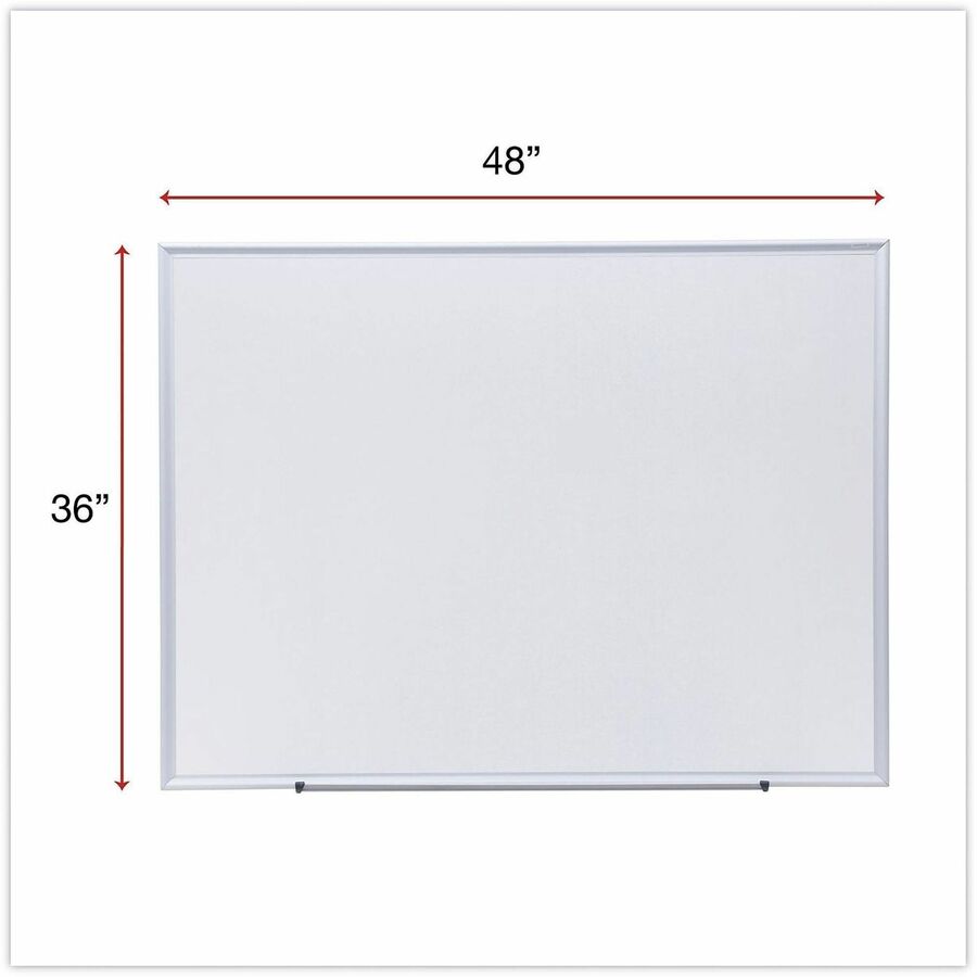 Universal Deluxe Melamine Dry Erase Board, 48" x 36" , White Surface, Satin Aluminum Frame - 48" (4 ft) Width x 36" (3 f