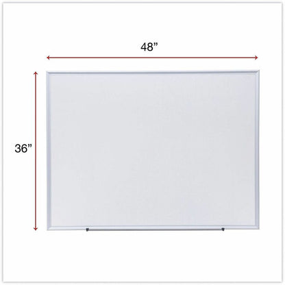 Universal Deluxe Melamine Dry Erase Board, 48" x 36" , White Surface, Satin Aluminum Frame - 48" (4 ft) Width x 36" (3 f