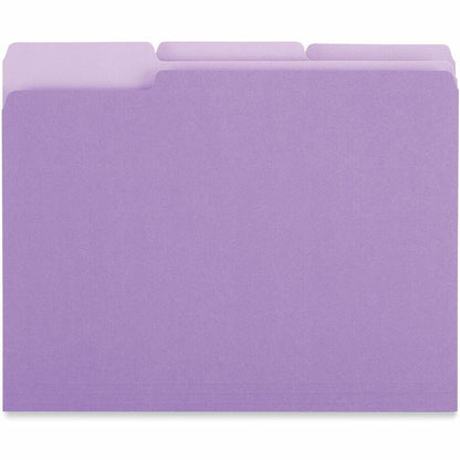 Universal 1/3 Tab Cut Letter Recycled Top Tab File Folder - 8 1/2" x 11" - Assorted Tab Position - 11 pt. - Stock - Purp