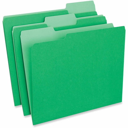 Universal 1/3 Tab Cut Letter Recycled Top Tab File Folder - 8 1/2" x 11" - Assorted Tab Position - 11 pt. - Stock - Gree