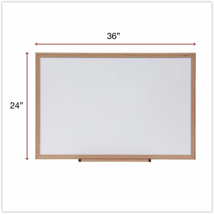 Universal Dry Erase Board - 36" (3 ft) Width x 24" (2 ft) Height - White Melamine Surface - Oak Medium Density Fiber (MD