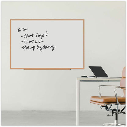 Universal Dry Erase Board - 72" (6 ft) Width x 48" (4 ft) Height - White Melamine Surface - Oak Medium Density Fiber (MD