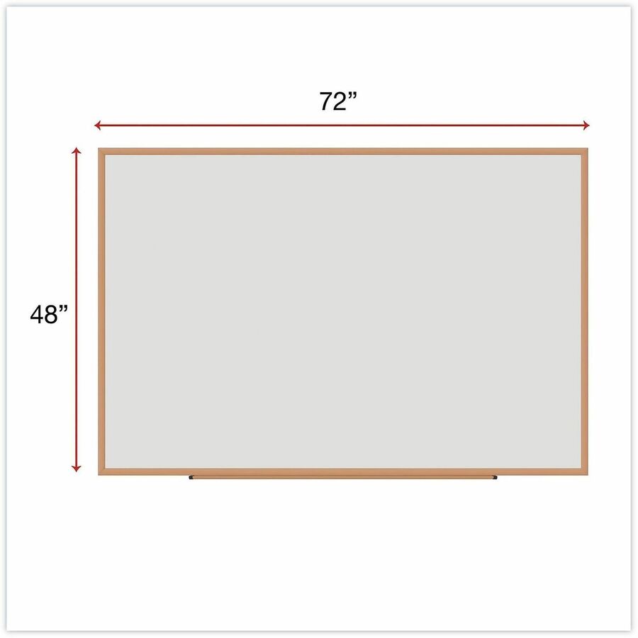 Universal Dry Erase Board - 72" (6 ft) Width x 48" (4 ft) Height - White Melamine Surface - Oak Medium Density Fiber (MD