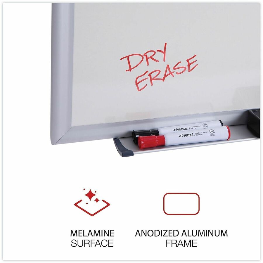 Universal Dry Erase Board - 60" (5 ft) Width x 36" (3 ft) Height - White Melamine Surface - Anodized Aluminum Frame - 1 