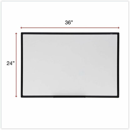 Universal Dry Erase Board - 36" (3 ft) Width x 24" (2 ft) Height - White Melamine Surface - Black Anodized Aluminum Fram