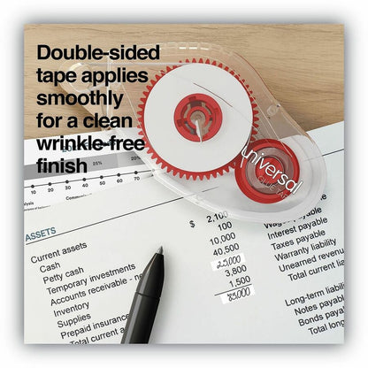 Universal Double-sided Adhesive Tape Roller, 0.31" x 32.8 ft, Dries Clear, 2/Pack - 10.93 yd Length x 0.31" Width - Clea