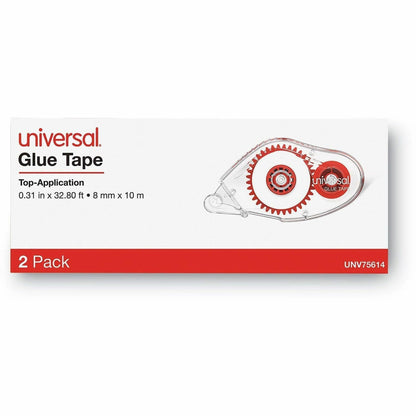 Universal Double-sided Adhesive Tape Roller, 0.31" x 32.8 ft, Dries Clear, 2/Pack - 10.93 yd Length x 0.31" Width - Clea