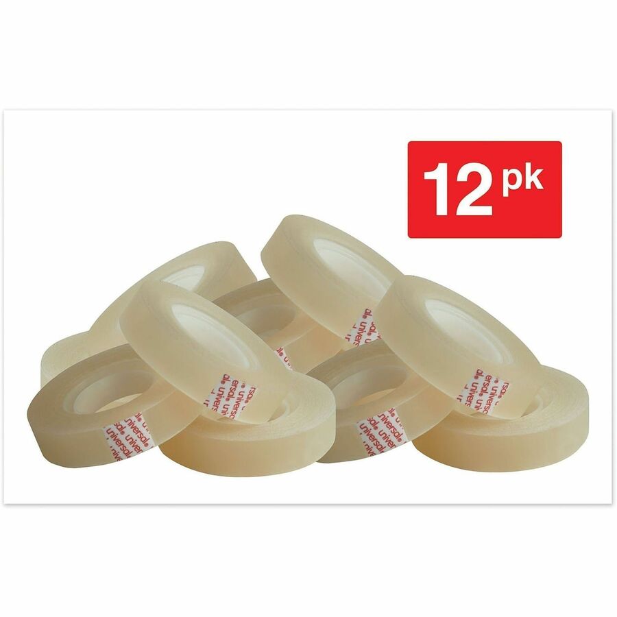 Universal Invisible Tape, 1" Core, 0.5" x 36 yds, Clear, 12/Pack - 36 yd Length x 0.50" Width x 2 mil Thickness - 1" Cor