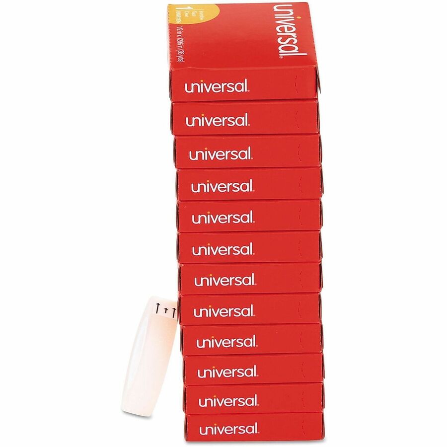 Universal Invisible Tape, 1" Core, 0.5" x 36 yds, Clear, 12/Pack - 36 yd Length x 0.50" Width x 2 mil Thickness - 1" Cor