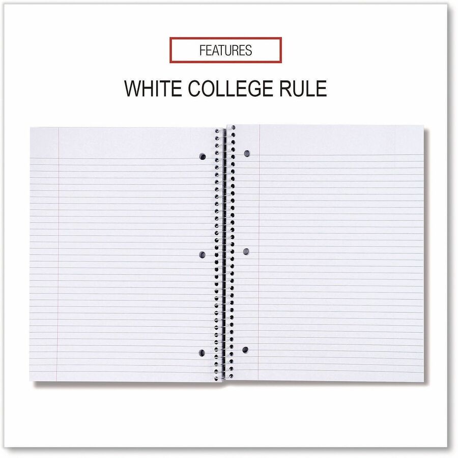 Universal Notebook - 5 Subject(s) - 200 Sheets - Spiral - Medium Ruled, College Ruled Front Ruling - 3 Hole(s) - 15 lb B