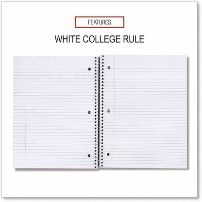 Universal Notebook - 5 Subject(s) - 200 Sheets - Spiral - Medium Ruled, College Ruled Front Ruling - 3 Hole(s) - 15 lb B
