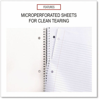 Universal Notebook - 5 Subject(s) - 200 Sheets - Spiral - Medium Ruled, College Ruled Front Ruling - 3 Hole(s) - 15 lb B