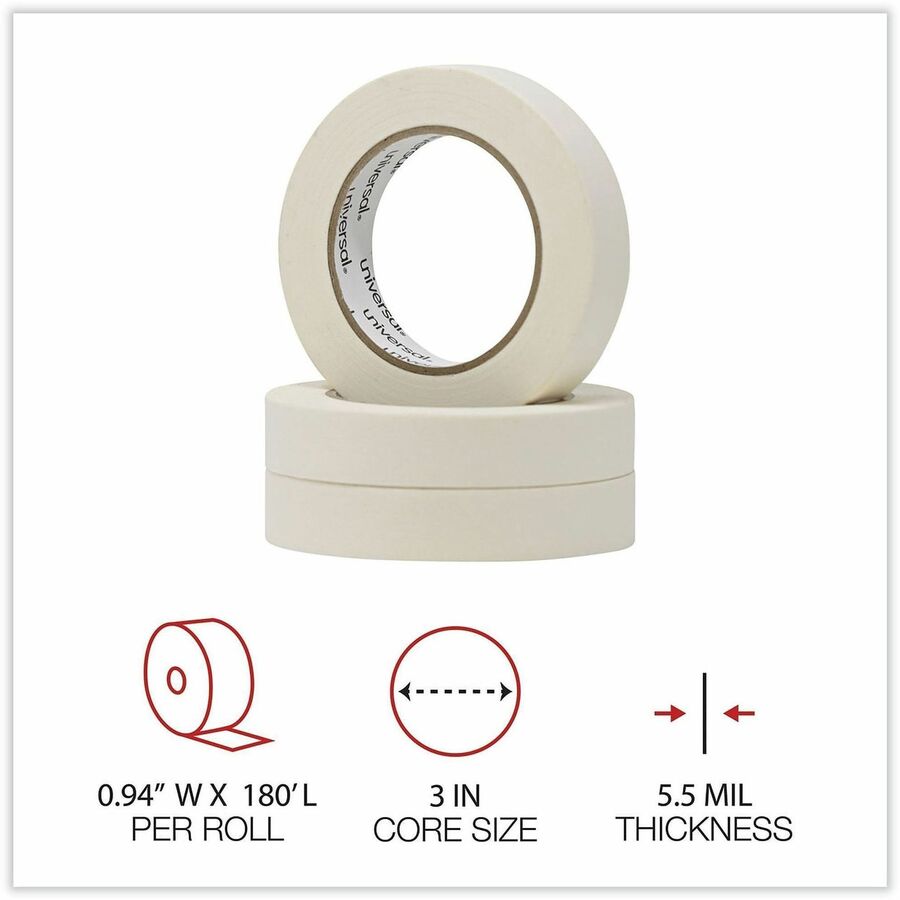 Universal General-Purpose Masking Tape, 3" Core, 24 mm x 54.8 m, Beige, 36/Carton - 59.93 yd Length x 0.94" Width x 5.5 