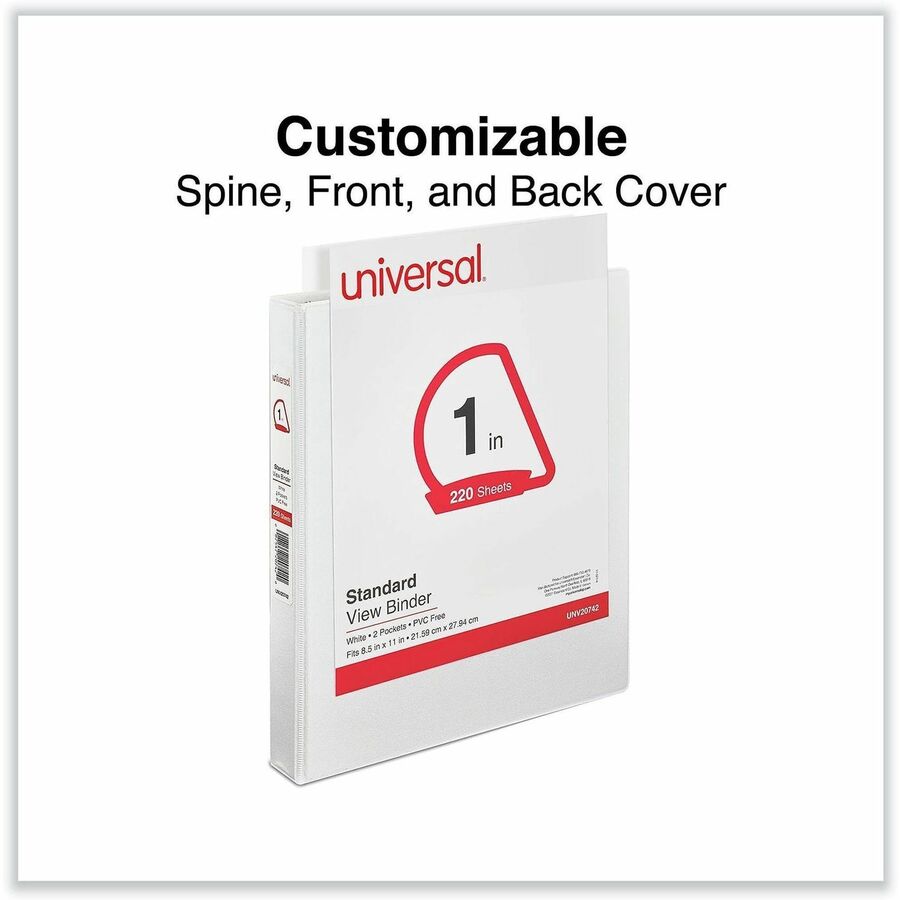 Universal Slant D-Ring View Binder, 3 Rings, 1" Capacity, 11 x 8.5, White, 4/Pack - 1" Binder Capacity - Letter - 8 1/2"