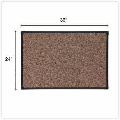 Universal Bulletin Board - 23.62" Board Height x 35.43" Board Width x 0.47" Board Depth - Brown Rubber, Cork Surface - 1