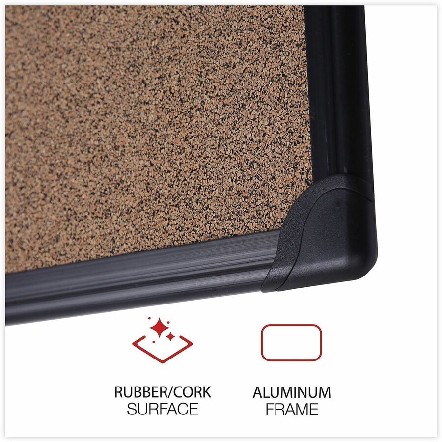 Universal Bulletin Board - 23.62" Board Height x 35.43" Board Width x 0.47" Board Depth - Brown Rubber, Cork Surface - 1