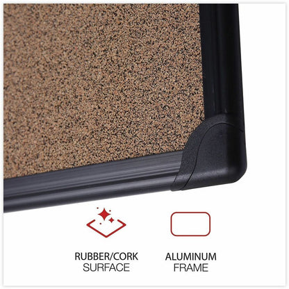 Universal Bulletin Board - 23.62" Board Height x 35.43" Board Width x 0.47" Board Depth - Brown Rubber, Cork Surface - 1
