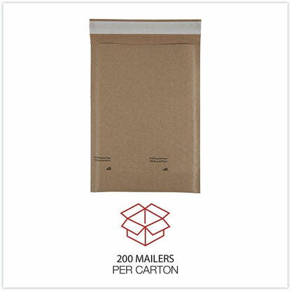 Universal Mailer - Bubble - #0 - Self Adhesive - Natural Kraft - Kraft Paper - 200 / Carton