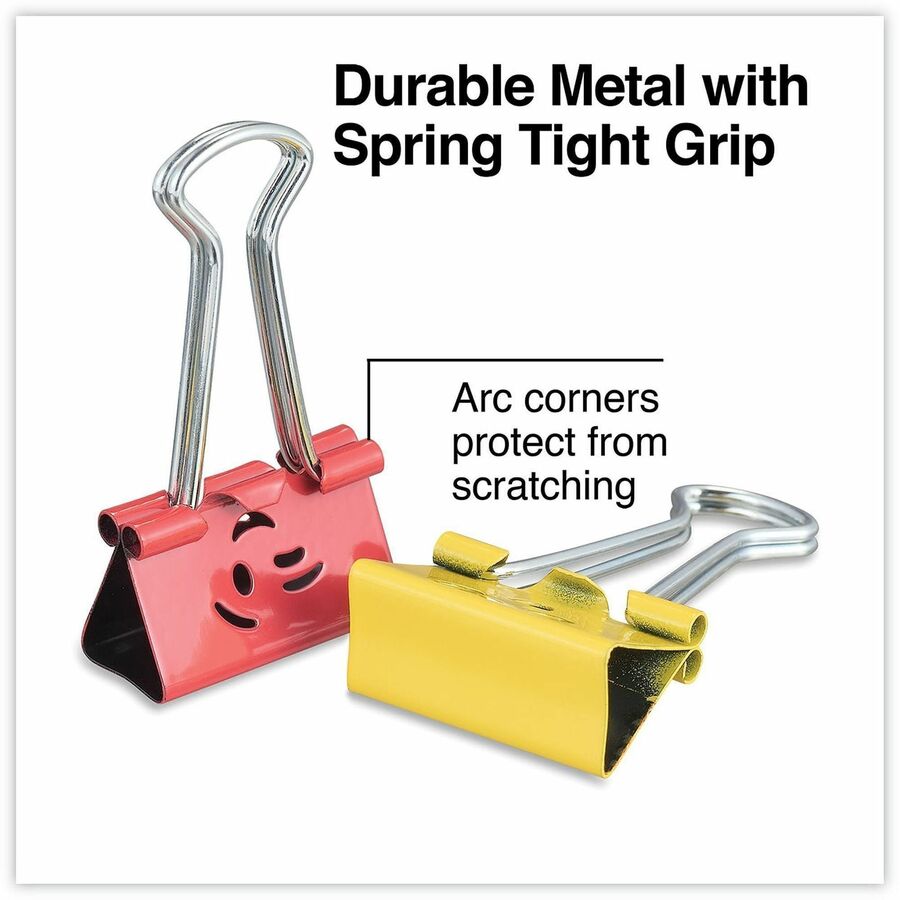 Universal Emoji Themed Binder Clips with Storage Tub, Medium, Assorted Colors, 42/Pack - Medium - 1" Width - 0.63" Size 