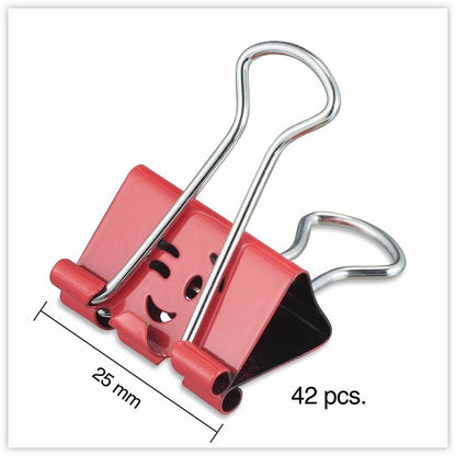 Universal Emoji Themed Binder Clips with Storage Tub, Medium, Assorted Colors, 42/Pack - Medium - 1" Width - 0.63" Size 