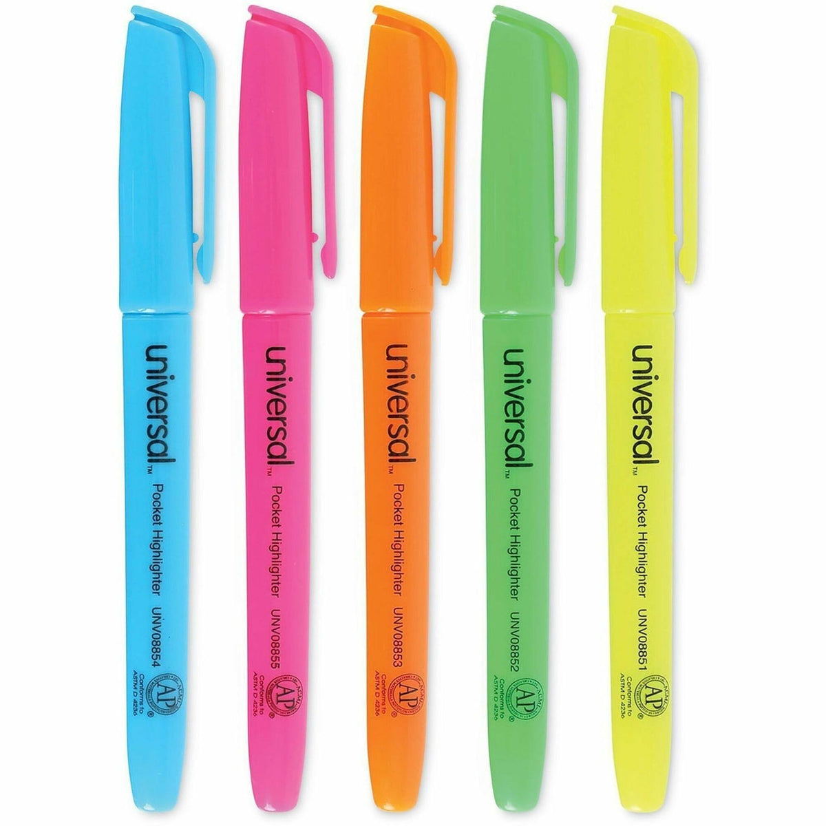 Universal Highlighter - Assorted, Fluorescent Yellow, Fluorescent Blue, Fluorescent Green, Fluorescent Orange, Fluoresce