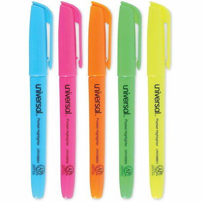 Universal Highlighter - Assorted, Fluorescent Yellow, Fluorescent Blue, Fluorescent Green, Fluorescent Orange, Fluoresce