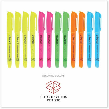 Universal Highlighter - Assorted, Fluorescent Yellow, Fluorescent Blue, Fluorescent Green, Fluorescent Orange, Fluoresce