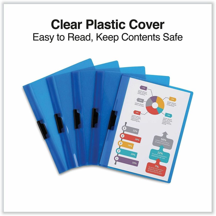 Universal Report Cover - 8 1/2" x 11" - 30 Sheets Capacity - 1 x Clip Fastener - Unpunched - 30 / Pack