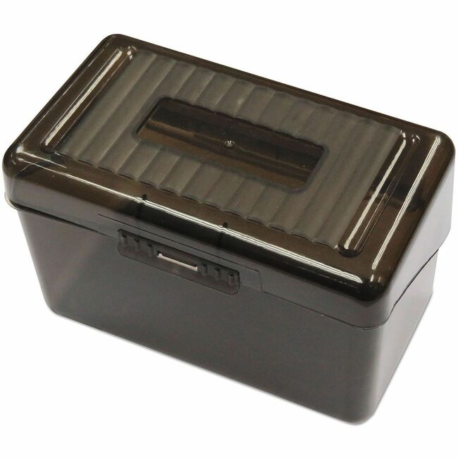 Universal Card Holder - Support 3" x 5" Media - 3.5" Height x 5.6" Width x 3.3" Depth - Plastic - Translucent Black - 2 