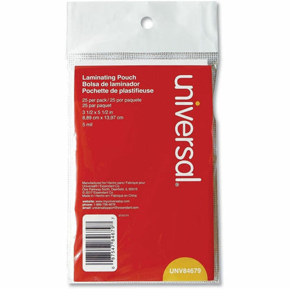 Universal Laminating Pouch - Sheet Size Supported: Index Card 5" Width x 3" Length - 25 / Pack