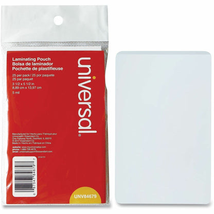 Universal Laminating Pouch - Sheet Size Supported: Index Card 5" Width x 3" Length - 25 / Pack