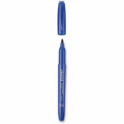 Universal Pen-Style Permanent Marker, Fine Bullet Tip, Blue, Dozen - Blue Ink - General Purpose - 12 / Dozen