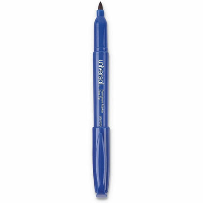 Universal Pen-Style Permanent Marker, Fine Bullet Tip, Blue, Dozen - Blue Ink - General Purpose - 12 / Dozen
