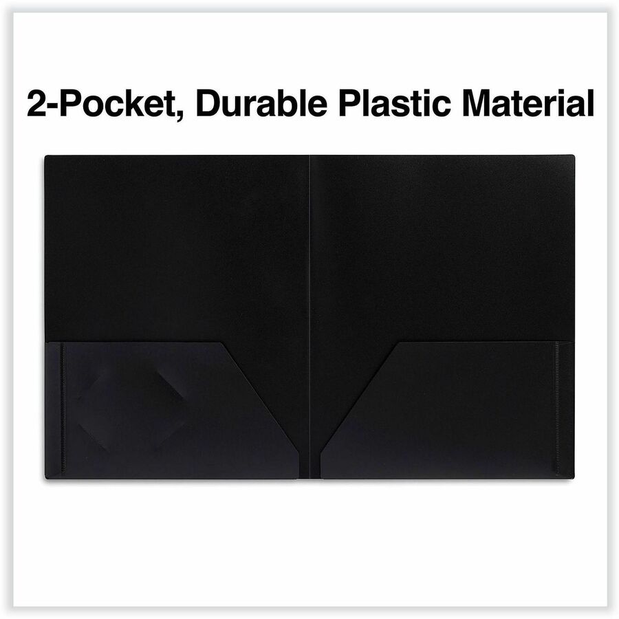 Universal Pocket Folder - 11" x 8 1/2" - 100 Sheets Capacity - 2 Pocket - Black - 10 / Pack